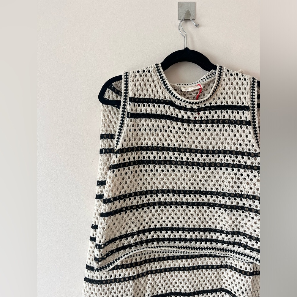 Solitaire Cream and Black Crochet Striped Skirt Set - Picture 2 of 4